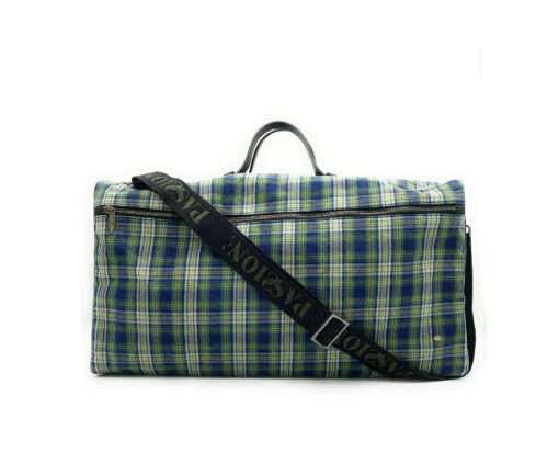 Borsone - Tessuto Tartan - Pelle Nera
