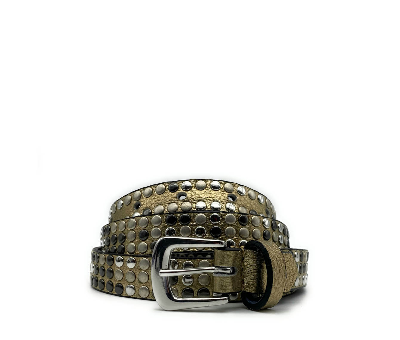 Cintura Da Donna In Ecopelle Oro Con Fibbia A Strass - Larghezza 3 Cm, Modello LT-251, Elegante E Luccicante