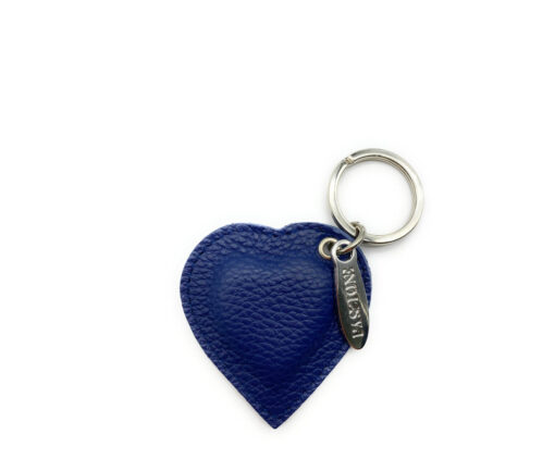 Portachiavi Cuore - Vera pelle - Blu