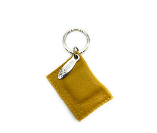 Portachiavi Tortello - Vera pelle - Giallo