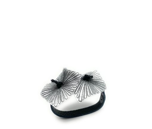Bracciale Fiore - Vera pelle - Argento
