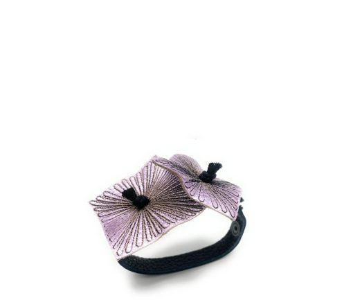 Bracciale Fiore - Vera pelle - Glicine