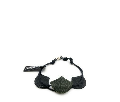 Bracciale Stone - Vera pelle - Buio