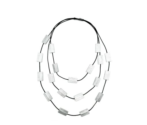 Collana Pietre - Vera pelle - Argento