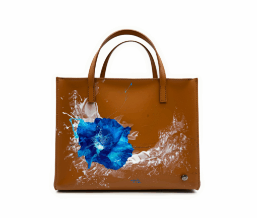 Borsa Small Cuoio - Fluid Art - Blu