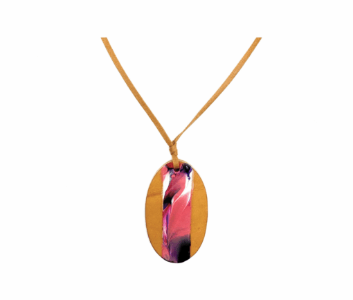 Collana con Pendente - Ovale - Fluid art - Boreale Rosa 2