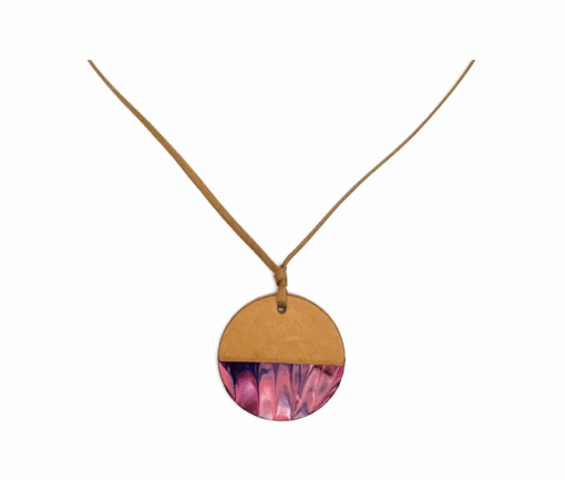 Collana con Pendente - Tondo - Fluid art - Boreale Rosa 1