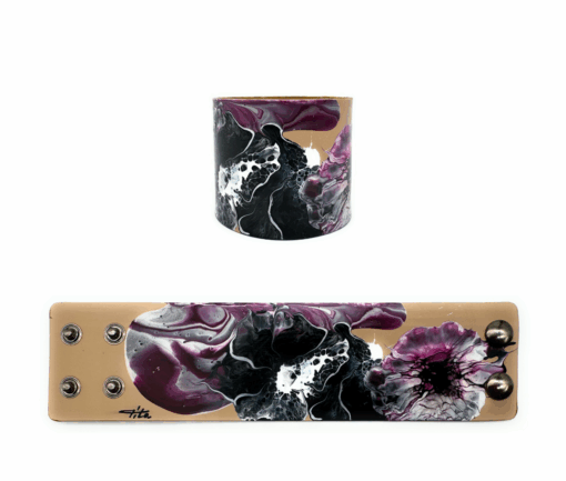 Bracciale Fascia - Fluid art - Fiori - Rosa