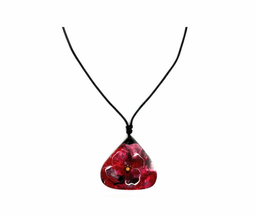 Collana con Pendente - Goccia nero - Cristallo Fluid art - Rosso 4