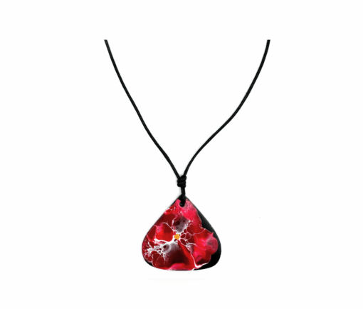Collana con Pendente - Goccia nero - Cristallo Fluid art - Rosso 3