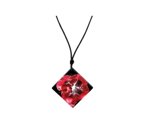 Collana con Pendente - Rombo nero - Cristallo Fluid art - Rosso 1