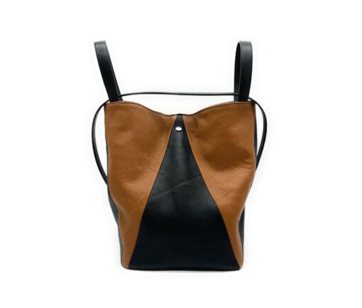 Secchiello Sfaccettato SMALL - Nero, cuoio