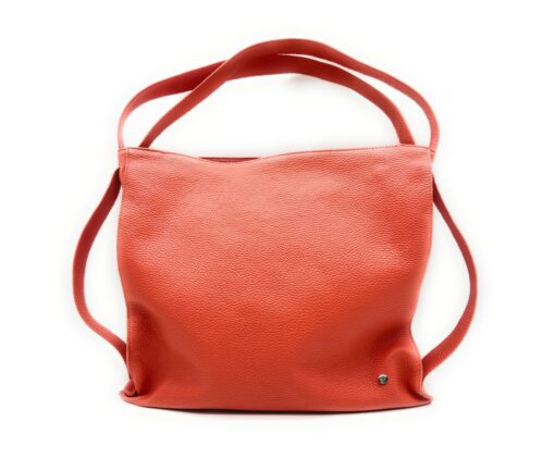 Borsa Zaino convertibile - Doppio uso in pelle - Corallo