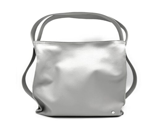 Borsa Zaino convertibile - Doppio uso in pelle - Grigio chiaro
