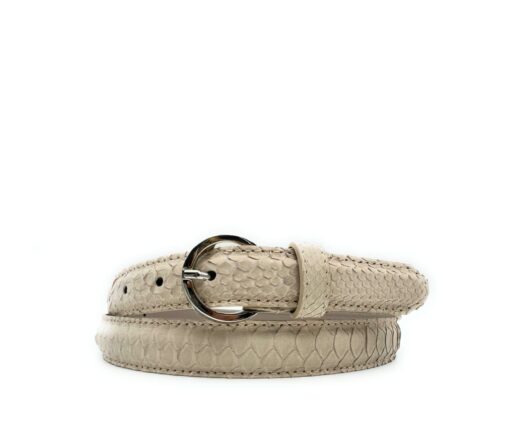 Cintura in pelle Pitone suede, alta 2,5 cm - Beige