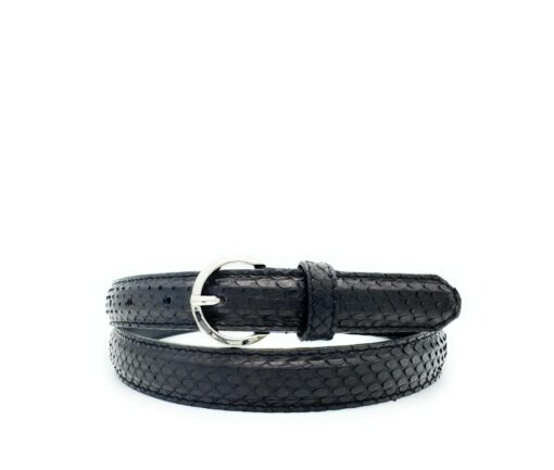 Cintura in pelle Pitone alta 2,5 cm - Nero