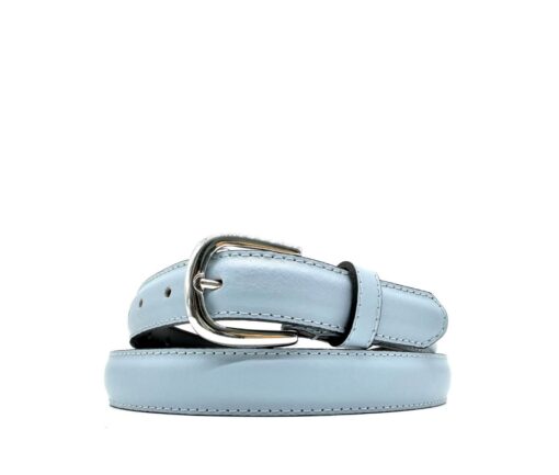 Cintura bombata alta 2,5 cm in pelle liscia - Azzurro