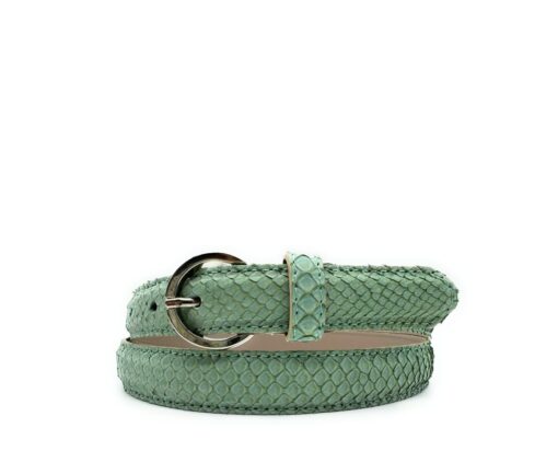 Cintura in pelle Pitone suede, alta 2,5 cm - Verde acqua