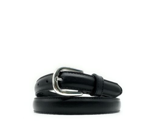 Cintura bombata alta 2,5 cm in pelle liscia - Nero