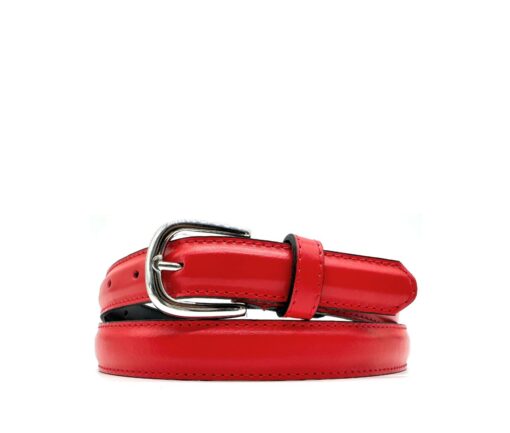 Cintura bombata alta 2,5 cm in pelle liscia - Rosso