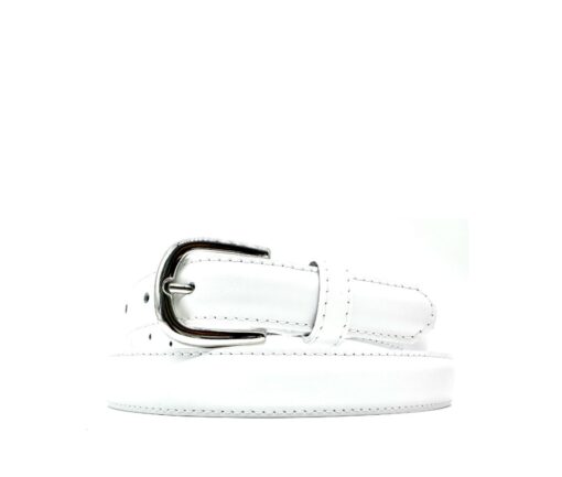 Cintura bombata alta 2,5 cm in pelle liscia - Bianco