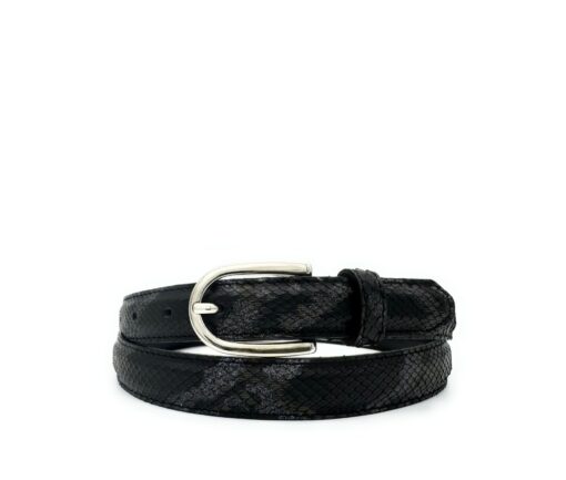 Cintura in pelle Pitone, alta 2,5 cm - Nero glitter