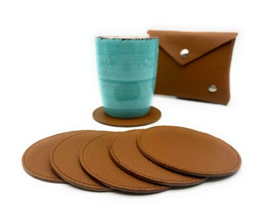 Set di Sotto bicchieri con apposito astuccio • Vera pelle • Cuoio