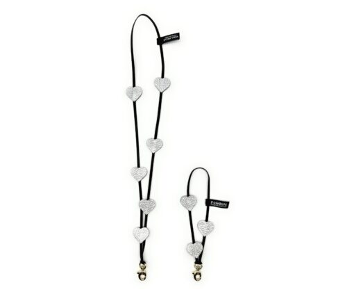 Set CORDINO per telefono cellulare Cuore - Vera pelle - Argento