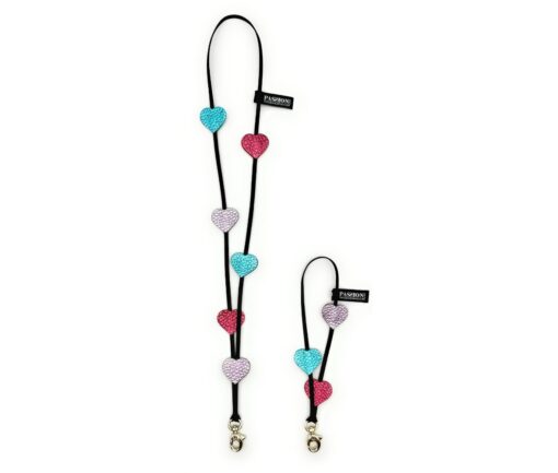 Set CORDINO per telefono cellulare Cuore - Vera pelle - Brillante